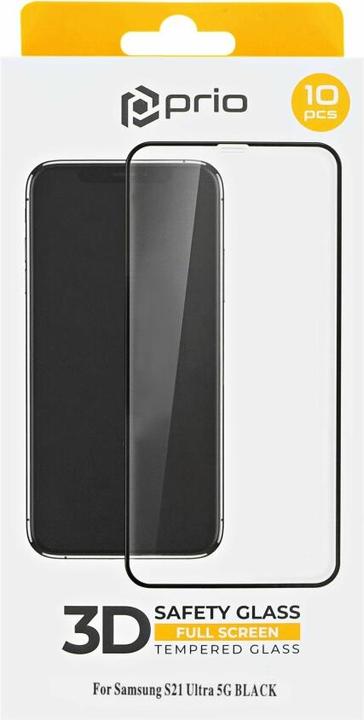 Immagine prodotto prio 10x Protezione in vetro temperato 3D per Samsung S21 Ultra 5G nero (10 pz., Samsung Galaxy S21)
