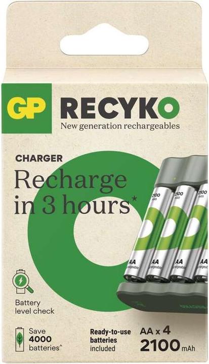 Actual product image GP Batteries GP ReCyko Everyday Battery Charger, B441 (USB), incl. 4 x AA 2100 mAh Batteries (4 pcs., AA, AAA, Battery + charger)