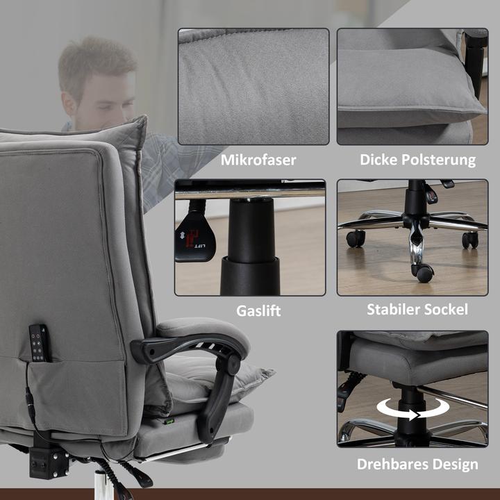Actual product image Homcom Office chair with massage function, heating function, remote control, extendable footrest (56 - 64 cm)