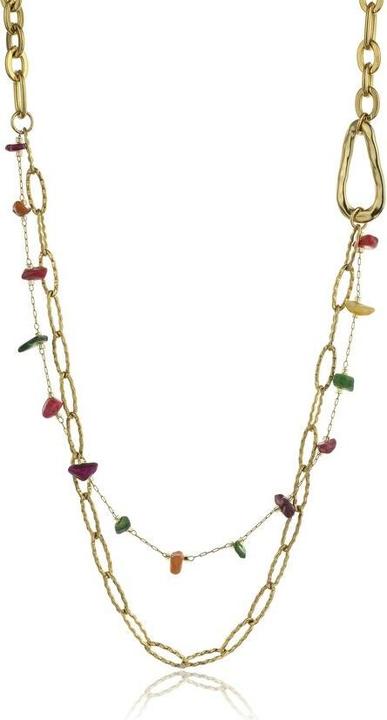 Marc Malone - Double gold-plated necklace with colored stones Kennedy MCN23007G