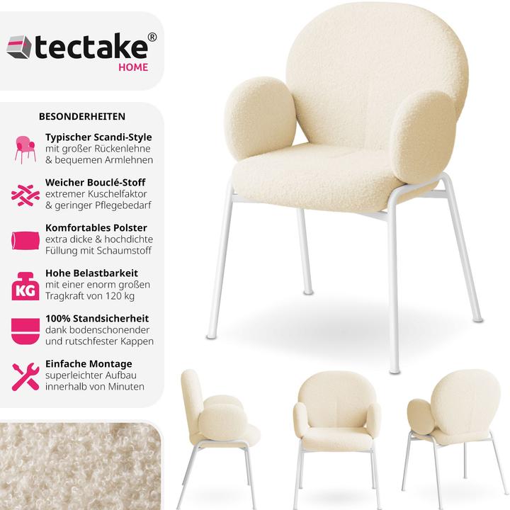 Image du produit tectake Set de 6 chaises Scandi rembourrées