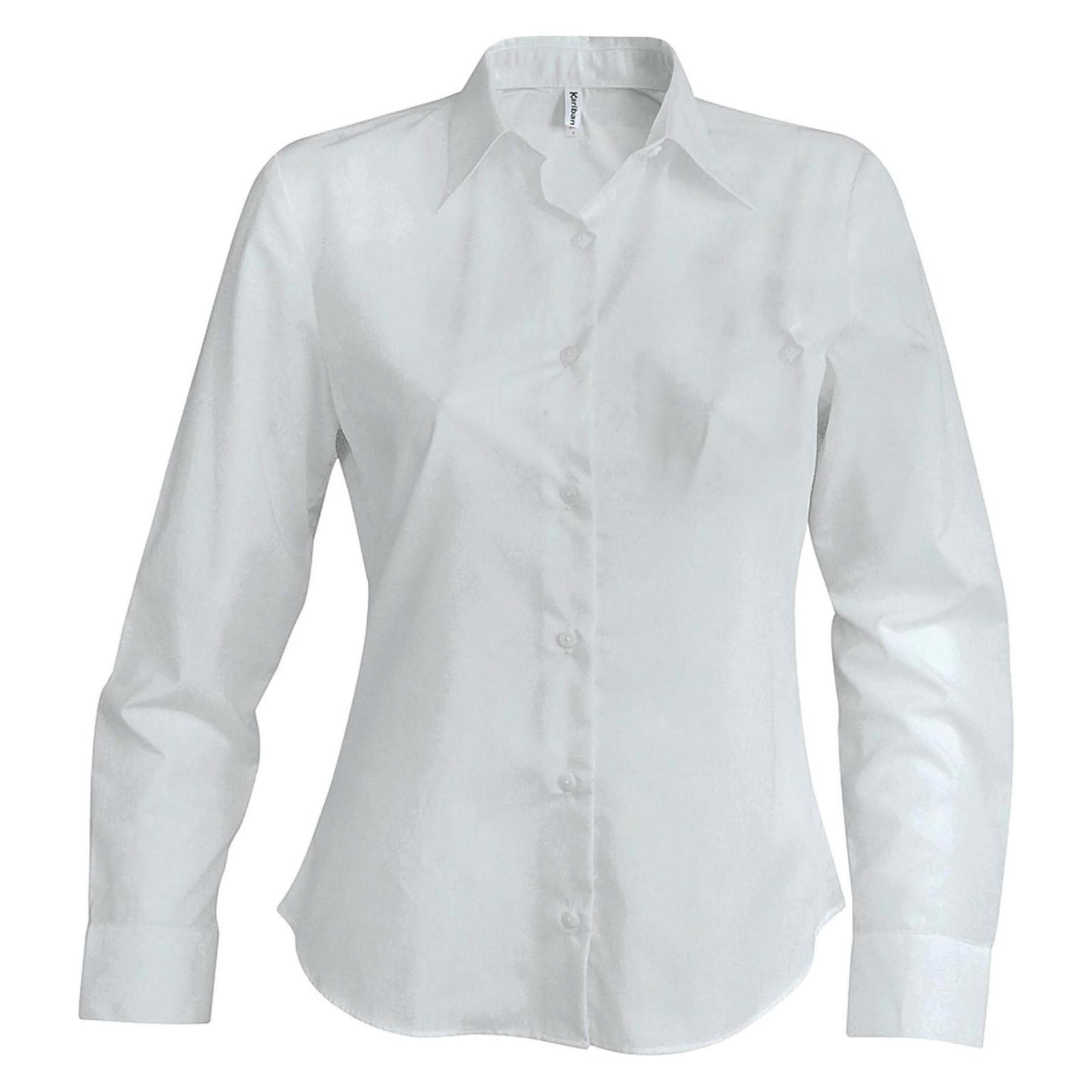 Kariban, Damen, Hemden, Sans Repassage, Weiss, (Xl)