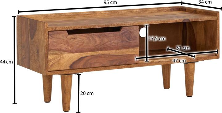 Produktbild FineBuy Lowboard Sheesham Braun (34 x 34 x 44 cm)