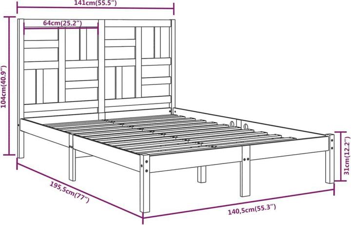 Image du produit vidaXL Bettrahmen (135 x 190 cm)