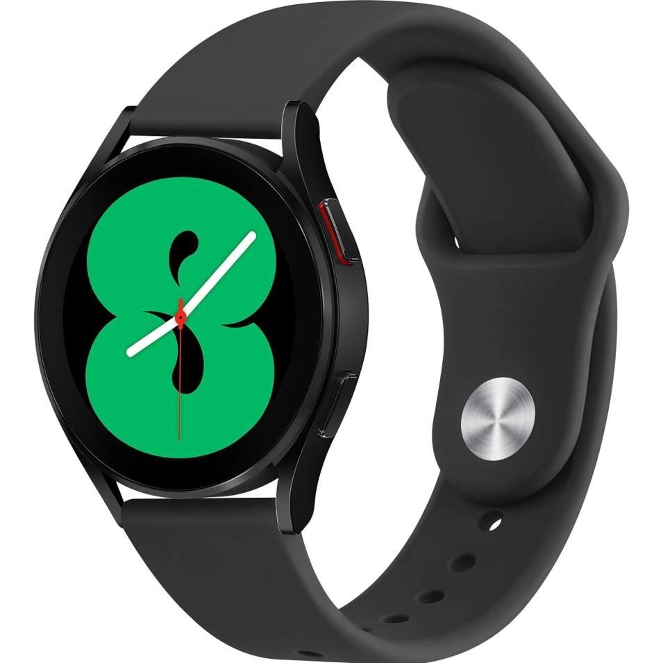 Screenguard Silicone Strap Sportarmband (Silikon, Galaxy Watch4 40 mm), Uhrenarmband, Schwarz