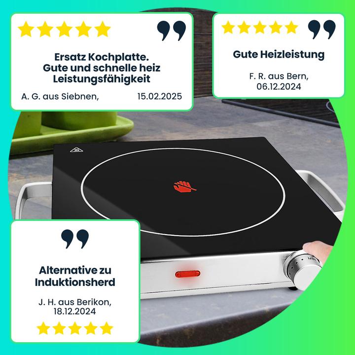 Image du produit Casativo Appareil mobile en vitrocéramique avec chaleur infrarouge, 20 cm, 2 000 watts