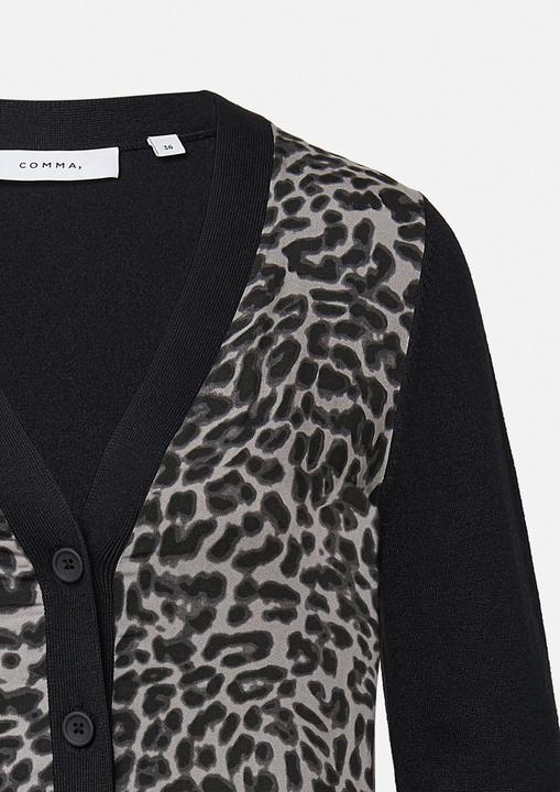 Produktbild Comma Strickjacke Cardigan im Materialmix mit Leo-Print (40)