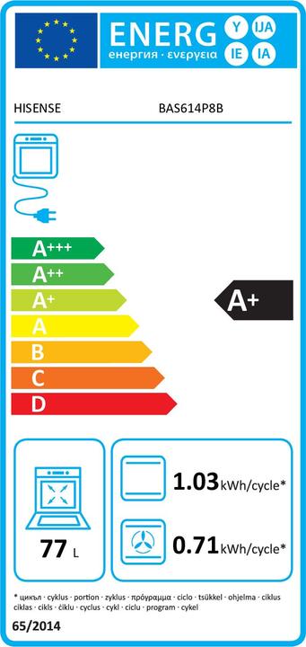 Label énergétique Hisense Einbau-Backofen BAS614P8B