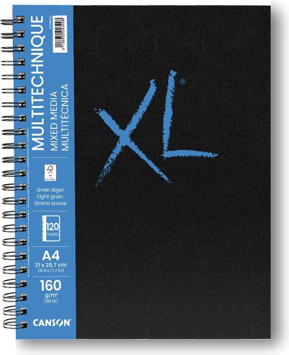 Actual product image Canson Sketchbook XL BOOK MIXED MEDIA, DIN A4 60 sheets, 210 x 297 mm, portrait format, 160 gsm, lightly (210 x 297 mm, Plain, Hardcover)