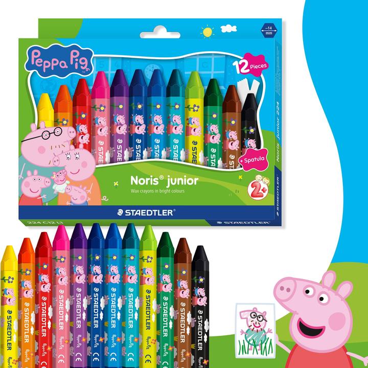 Produktbild Staedtler Peppa Pig Kinderwachsmalkreiden und Schaber (12x)