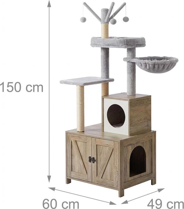Produktbild Relaxdays Kratzbaum (150 cm, Grau, Hellbraun, Weiss)