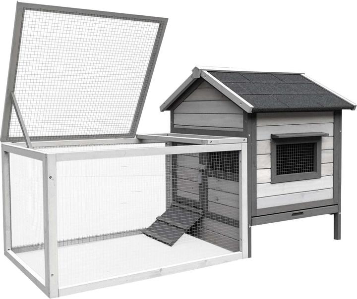 Wiltec Rabbit hutch 1460x750x830mm Free-range enclosure Rabbit cage Small animal hutch