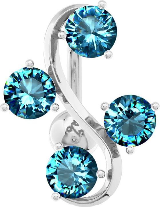 Immagine prodotto Star Piercing Banana in argento con pallina con quattro cristalli color acqua (Ottone, Acciaio chirurgico 316L)