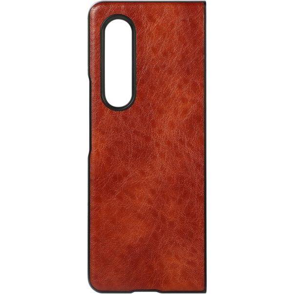 Thumbnail - MU Classic Crazy Horse Leder Hardcase Hülle (Samsung Galaxy Z Fold3), Smartphone Hülle, Braun