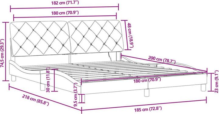 Actual product image vidaXL Bettgestell (180 x 200 cm)