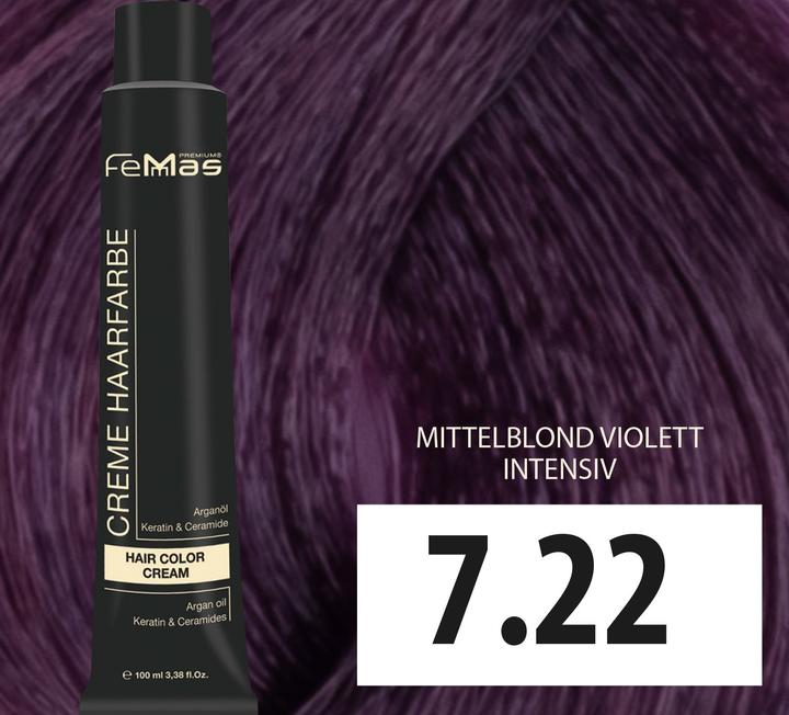 Immagine prodotto FemMas 7.22) Colore per capelli biondo medio Vıolett Intensıv 100ml (7.22 Biondo Medio Viola Intensivo)
