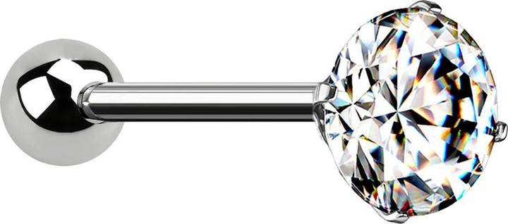 Actual product image Star Piercing Micro barbell internal thread silver with ball and crystal set in silver (Titanium G23, without brass)