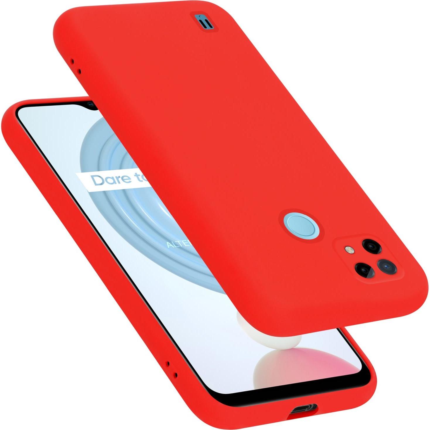 Cadorabo TPU Liquid Silicone Case Hülle für Realme C21 (Realme C21), Smartphone Hülle, Rot