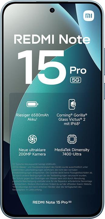 Productafbeelding Xiaomi REDMI Note 15 Pro 5G (512 GB, Blauw, 6.83", Dubbele SIM, 5G)