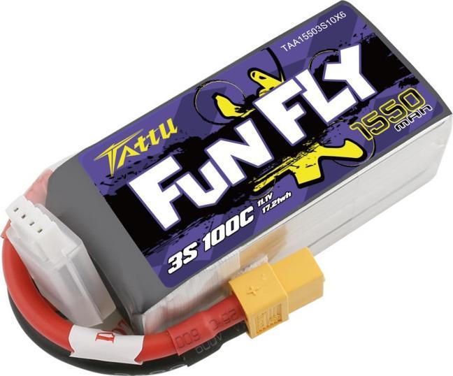 Produktbild Dronefactory Tattu Funfly Series 1550mAh 11.1V 100C 3S1P Lipo mit XT60 (11.10 V, 1550 mAh)