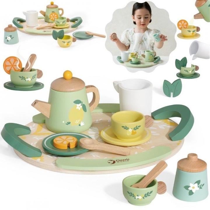 Immagine prodotto Classic World Servizio da tè vintage in legno con vassoio, 14 pezzi.