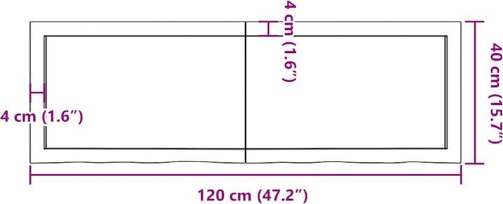 Actual product image vidaXL Oak Nature (120 x 40 x 6 cm)