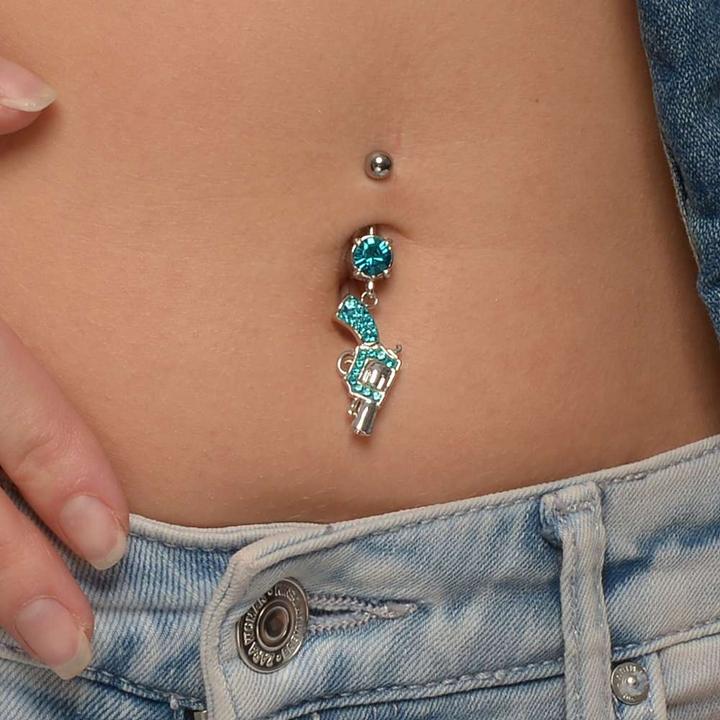 Produktbild Bijouteria Bauchpiercing (Chirurgenstahl 316L, Messing rhodiniert, Kristall)