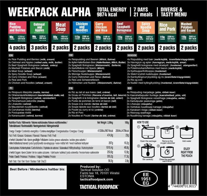 Produktbild Tactical Foodpack Weekpack Alpha (2100 g)