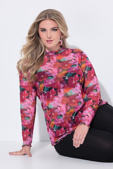 Produktbild Miamoda Meshshirt, Slim Fit, Leo, Stehkragen, Langarm (48)