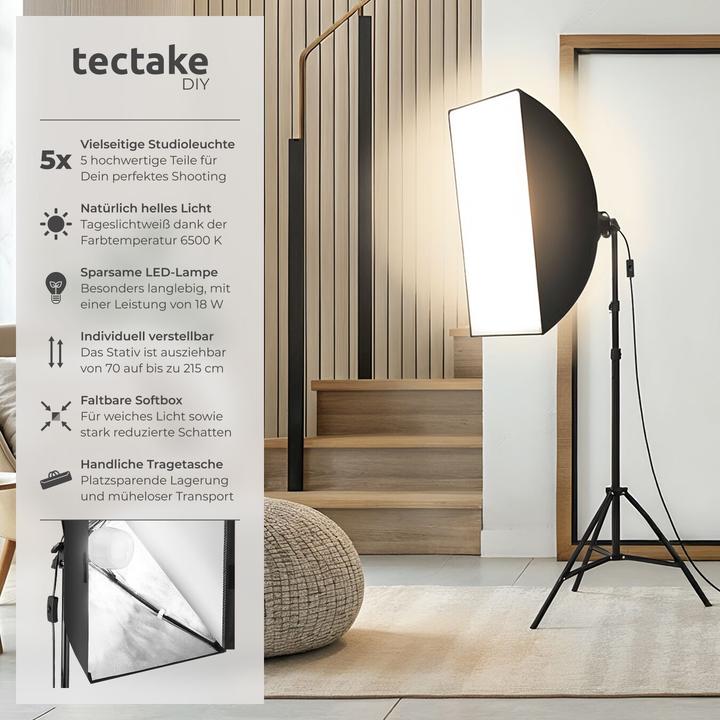 Produktbild tectake Studioleuchte mit Softbox und Stativ (Studioleuchte)