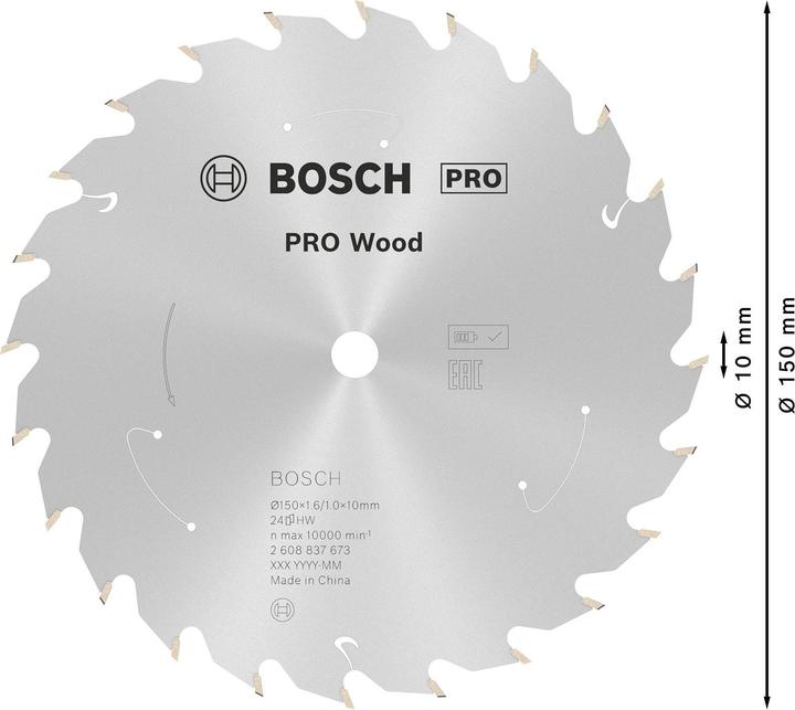 Productafbeelding Bosch Professional Zubehör Cirkelzaagblad Standaard voor hout, 150x1.6/1x10, 24 tanden
