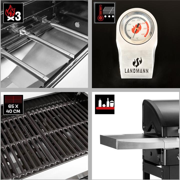 Actual product image Landmann Rexon 3.0 Sapphire Black Gas Grill (11.10 kW)