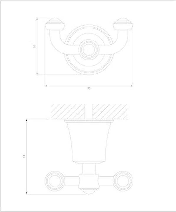 Actual product image Omnires Art Line Handtuchhalter Doppelhaken Messing gebürstet