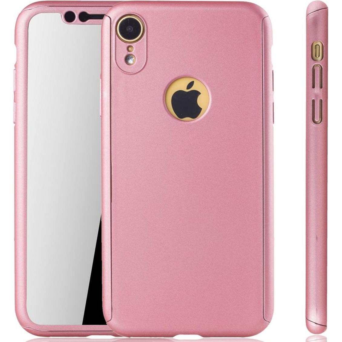 König Design Hülle Handy Schutz für Apple iPhone XR Full Case Cover Displayschutz Bumper Rosa (Apple iPhone XR), Smartph...