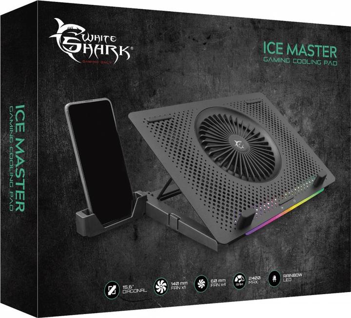 Produktbild White Shark Cooling stand for laptop Ice Master, up to 15.6 ", 5 fans, RGB lighting