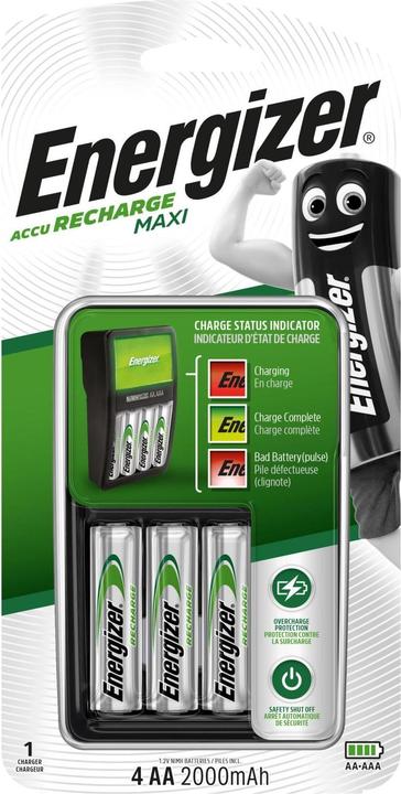 Produktbild Energizer Recharge Maxi (4 Stk., AA, 2000 mAh, Ladegerät inkl. Akku)