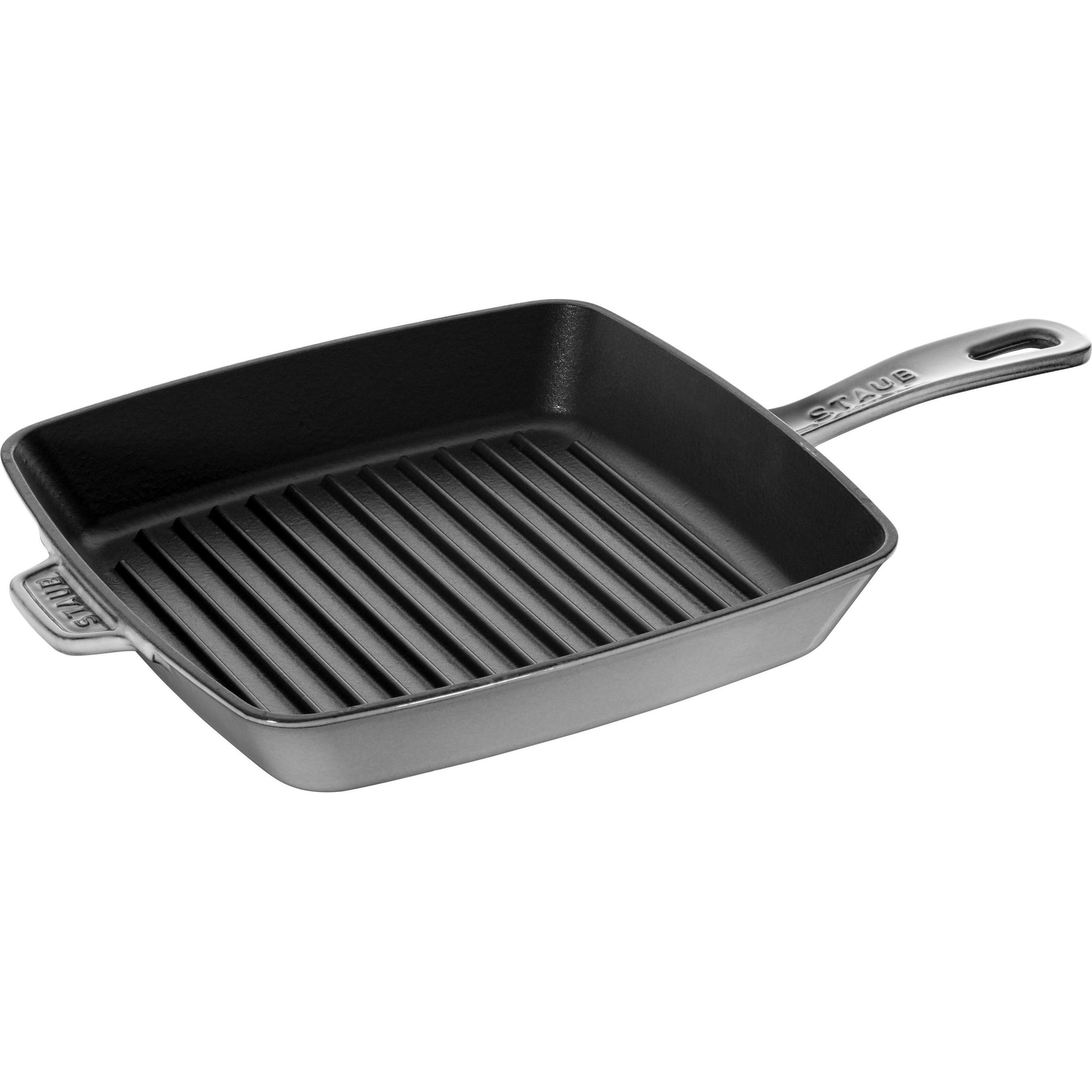 Staub Grillpfanne quadratisch, Grau, 26x26 cm, Pfanne + Kochtopf, Grau