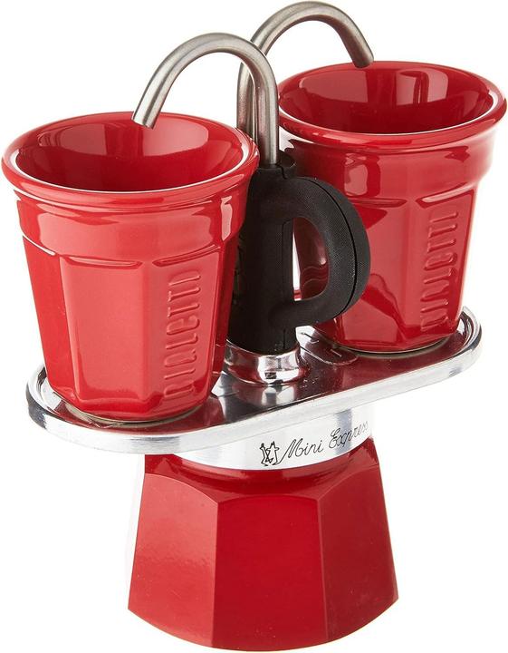 Produktbild Bialetti Mini Express Kaffeemaschine rot 2tz + 2 Tassen (2 Tassen)