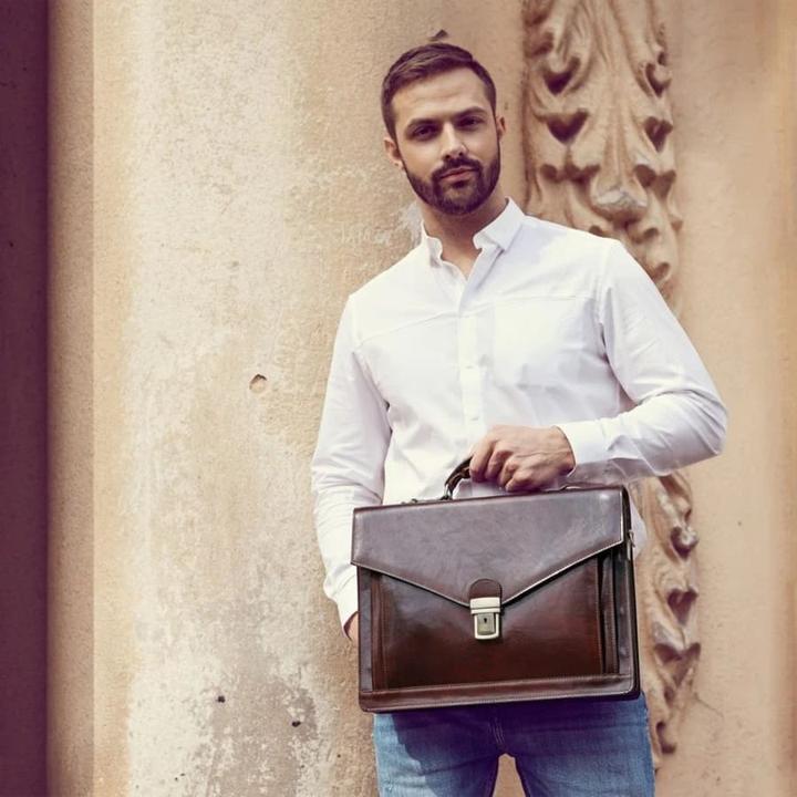Actual product image Only-Bags.Store Classic Design Leather Briefcase, Briefcase for Men (15")