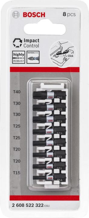 Actual product image Bosch Professional Zubehör PRO Torx Impact Bit, T15, T20(x2), T25(x2), T30(x2), T40, 25 mm, 8 pcs. (T30, T15, T40, T20, T25)
