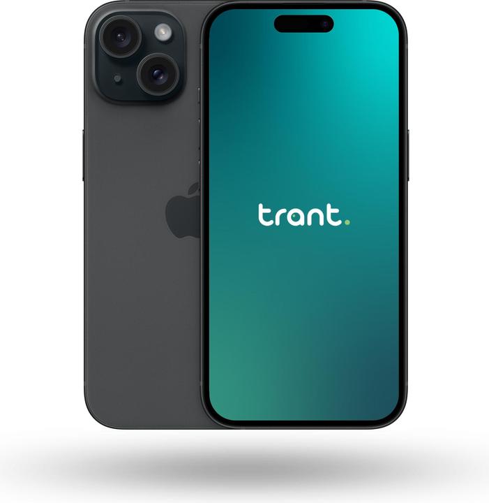 Actual product image Trant.ch iPhone 15 (128 GB, Black, 6.10", 48 Mpx, SIM + eSIM, B / Very good)