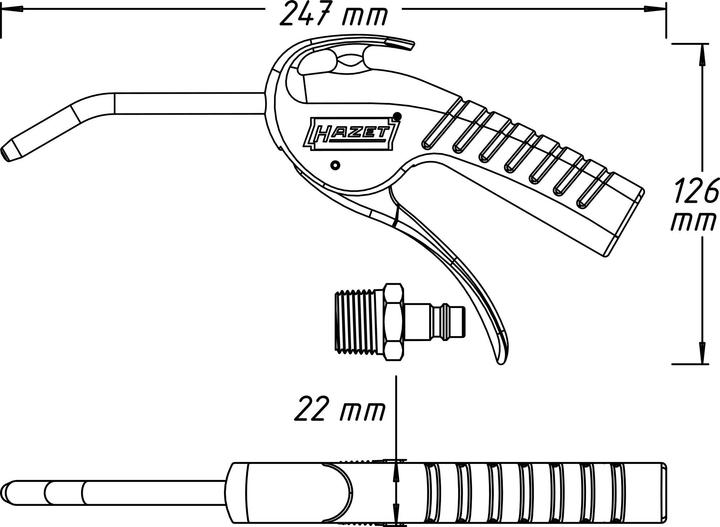 Actual product image HAZET Air blow gun ∙ 100 mm 9040P-1