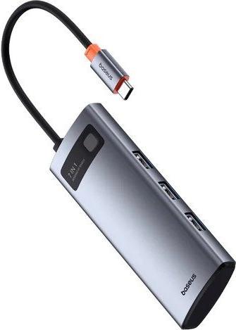 Actual product image Baseus Metal Gleam 7in1 HDMI 4K 60Hz USB-C Hub / 3x USB 3.0 / USB-C PD / SD / microSD - Grau (USB-C, 7 ports)