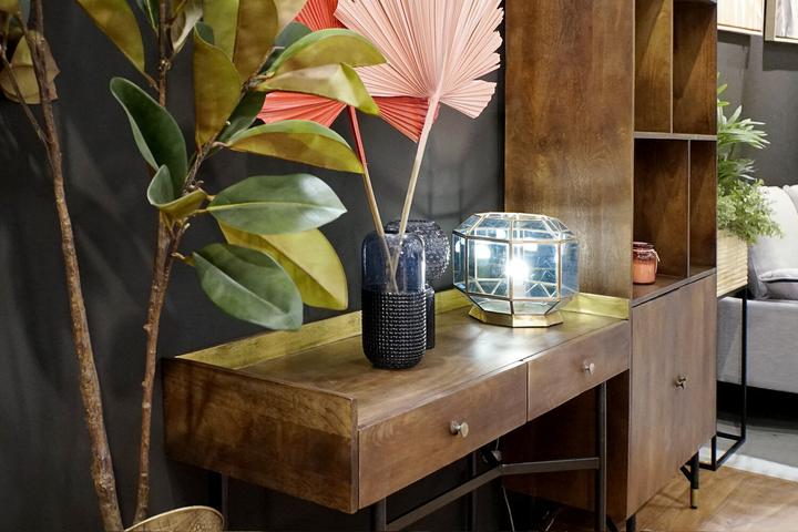 Actual product image DKD Home Decor Desk lamp Crystal Blue Golden 220 V Brass 50 W Modern (29 x 29 x 25 cm)