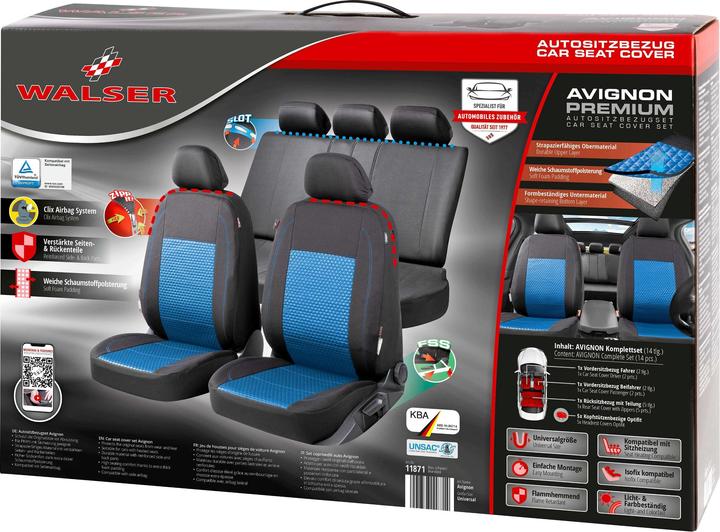 Produktbild Walser Autositzbezug ZIPP-IT Premium Avignon, PKW-Schonbezüge Komplettset mit Reiverschluss-System schwarz