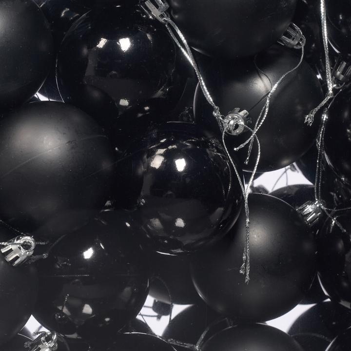 Actual product image Relaxdays - Weihnachtskugeln 50er Set, Schwarz/ Silber, 7 x 6 cm (50-part)
