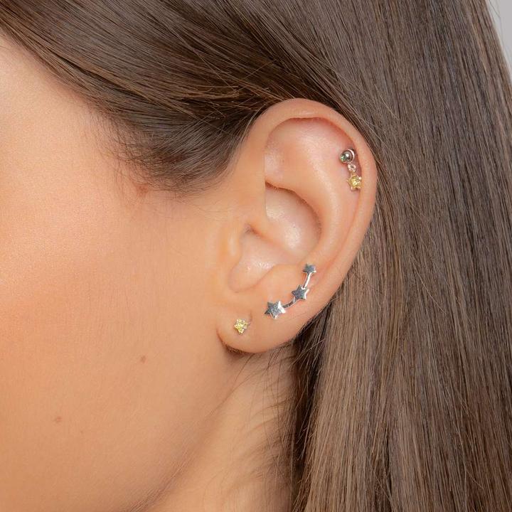 Produktbild Bijouteria Ohrpiercing (Messing mit Silberbeschichtung, Zirkonia, Chirurgenstahl 316L, Kristall)