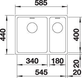 Actual product image Blanco Andano 340/180-IF (Top-mounted sink, 58.50 cm, 44 cm)