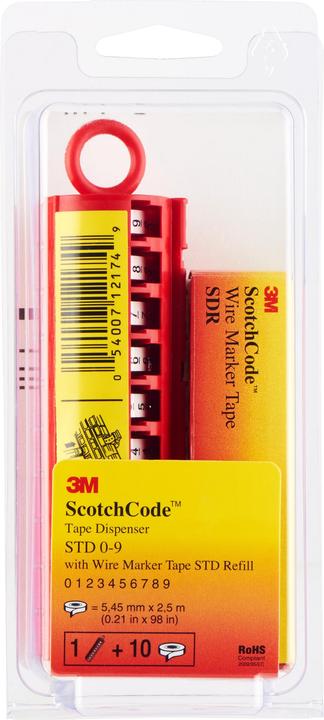 Actual product image 3M Scotchcode dispenser STD-0/9 Filled with numbers 0 to 9