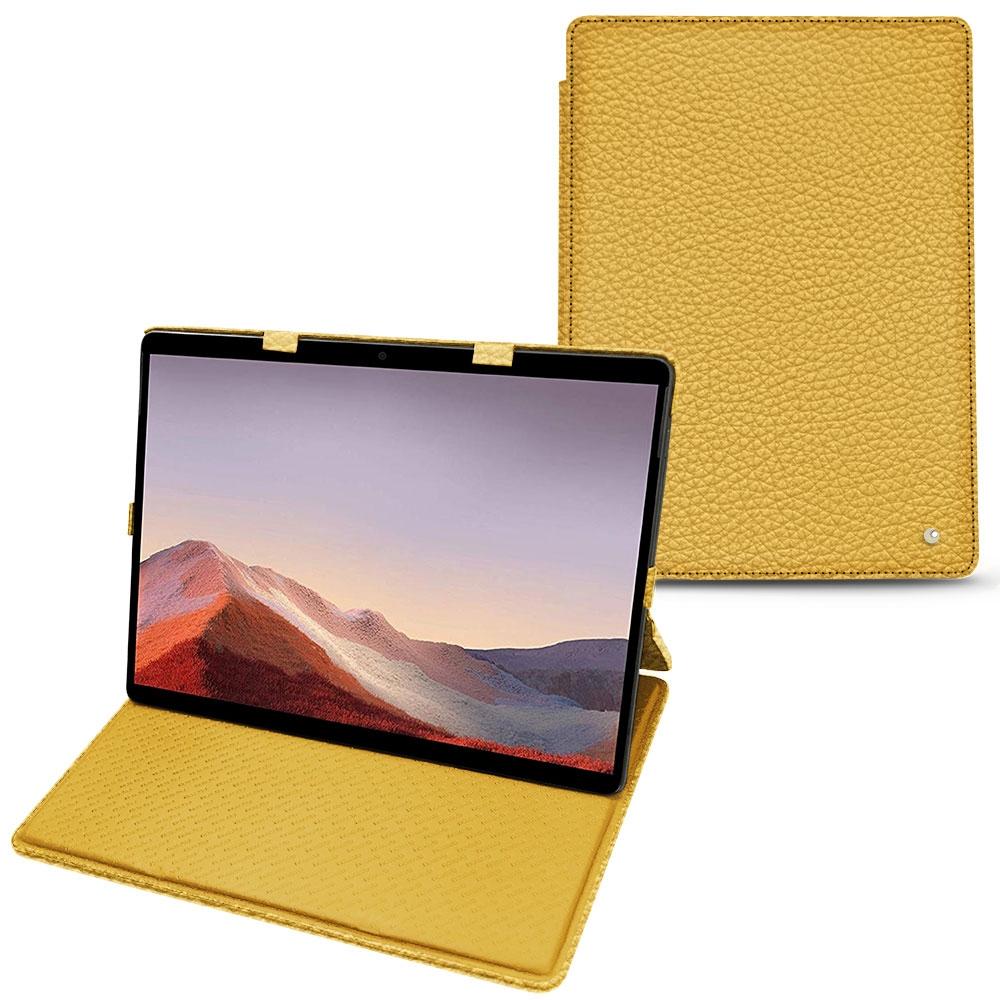 Noreve Lederschutzhülle vertikal (Microsoft Surface Pro X), Tablet Hülle, Orange